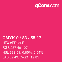 颜色代码: CMYK 0 / 83 / 55 / 7 | qconv.com