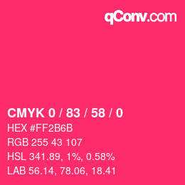 颜色代码: CMYK 0 / 83 / 58 / 0 | qconv.com