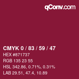 Código de color: CMYK 0 / 83 / 59 / 47 | qconv.com