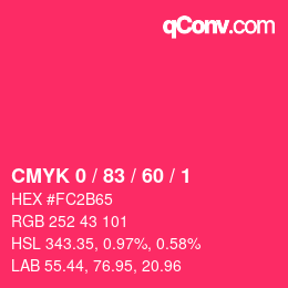 颜色代码: CMYK 0 / 83 / 60 / 1 | qconv.com