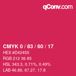 Color code: CMYK 0 / 83 / 60 / 17 | qconv.com
