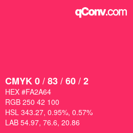 Color code: CMYK 0 / 83 / 60 / 2 | qconv.com