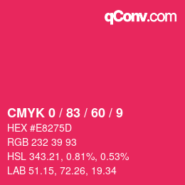 Color code: CMYK 0 / 83 / 60 / 9 | qconv.com
