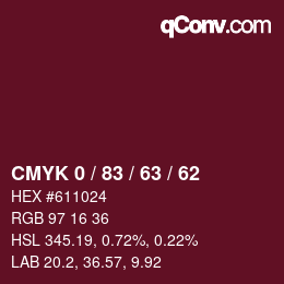 颜色代码: CMYK 0 / 83 / 63 / 62 | qconv.com