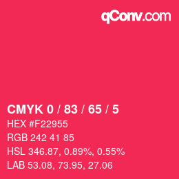 Color code: CMYK 0 / 83 / 65 / 5 | qconv.com