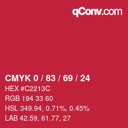 Color code: CMYK 0 / 83 / 69 / 24 | qconv.com