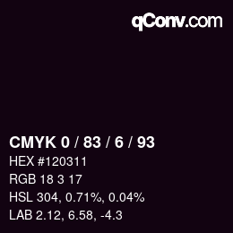 Color code: CMYK 0 / 83 / 6 / 93 | qconv.com