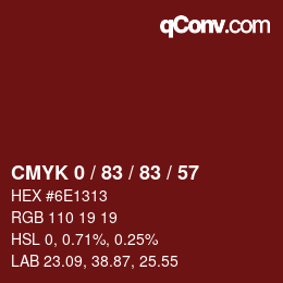 カラーコード: CMYK 0 / 83 / 83 / 57 | qconv.com