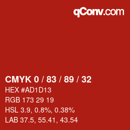 Color code: CMYK 0 / 83 / 89 / 32 | qconv.com