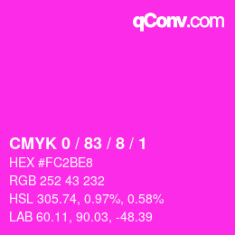 カラーコード: CMYK 0 / 83 / 8 / 1 | qconv.com