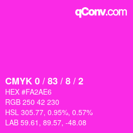 カラーコード: CMYK 0 / 83 / 8 / 2 | qconv.com