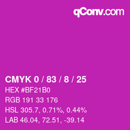 Color code: CMYK 0 / 83 / 8 / 25 | qconv.com