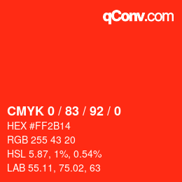 颜色代码: CMYK 0 / 83 / 92 / 0 | qconv.com