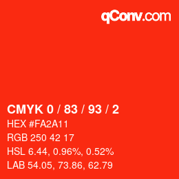 Color code: CMYK 0 / 83 / 93 / 2 | qconv.com