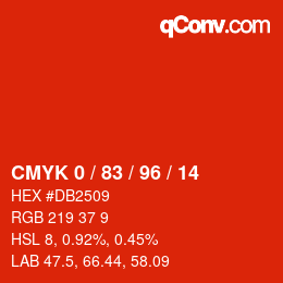 颜色代码: CMYK 0 / 83 / 96 / 14 | qconv.com