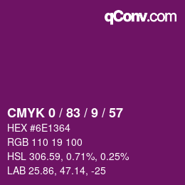 Color code: CMYK 0 / 83 / 9 / 57 | qconv.com