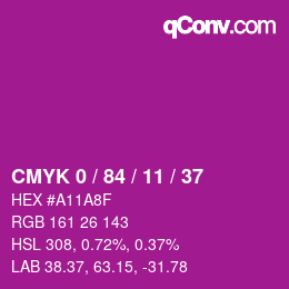 カラーコード: CMYK 0 / 84 / 11 / 37 | qconv.com