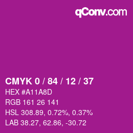 カラーコード: CMYK 0 / 84 / 12 / 37 | qconv.com