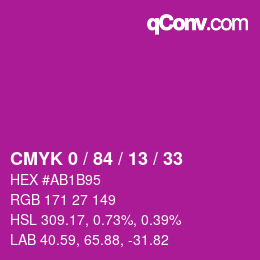 Color code: CMYK 0 / 84 / 13 / 33 | qconv.com