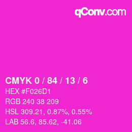 カラーコード: CMYK 0 / 84 / 13 / 6 | qconv.com
