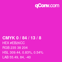 カラーコード: CMYK 0 / 84 / 13 / 8 | qconv.com