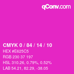 カラーコード: CMYK 0 / 84 / 14 / 10 | qconv.com