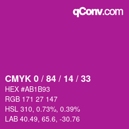 Color code: CMYK 0 / 84 / 14 / 33 | qconv.com