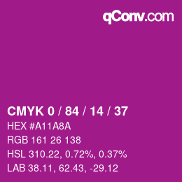 Color code: CMYK 0 / 84 / 14 / 37 | qconv.com