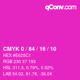 カラーコード: CMYK 0 / 84 / 16 / 10 | qconv.com
