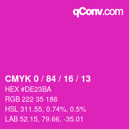 颜色代码: CMYK 0 / 84 / 16 / 13 | qconv.com