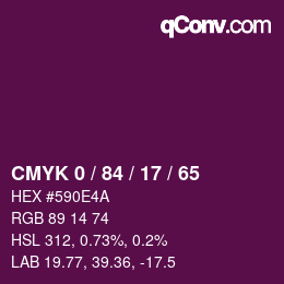 颜色代码: CMYK 0 / 84 / 17 / 65 | qconv.com