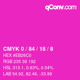 颜色代码: CMYK 0 / 84 / 18 / 8 | qconv.com