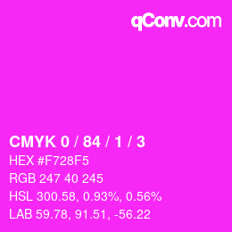 颜色代码: CMYK 0 / 84 / 1 / 3 | qconv.com
