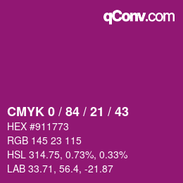Color code: CMYK 0 / 84 / 21 / 43 | qconv.com