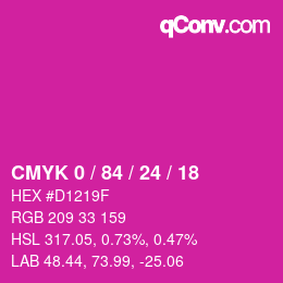 カラーコード: CMYK 0 / 84 / 24 / 18 | qconv.com