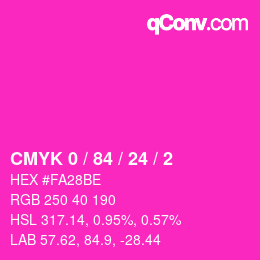 カラーコード: CMYK 0 / 84 / 24 / 2 | qconv.com