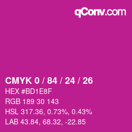 カラーコード: CMYK 0 / 84 / 24 / 26 | qconv.com