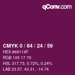 カラーコード: CMYK 0 / 84 / 24 / 59 | qconv.com