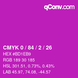 Color code: CMYK 0 / 84 / 2 / 26 | qconv.com