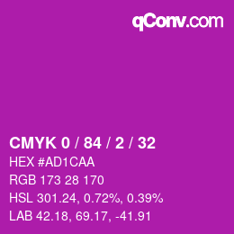Color code: CMYK 0 / 84 / 2 / 32 | qconv.com