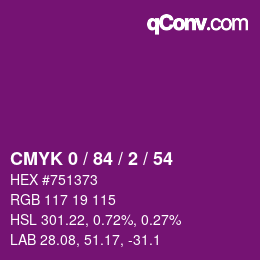 Color code: CMYK 0 / 84 / 2 / 54 | qconv.com