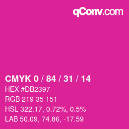 カラーコード: CMYK 0 / 84 / 31 / 14 | qconv.com