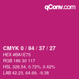 カラーコード: CMYK 0 / 84 / 37 / 27 | qconv.com