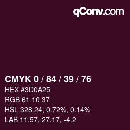 カラーコード: CMYK 0 / 84 / 39 / 76 | qconv.com