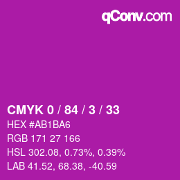 Color code: CMYK 0 / 84 / 3 / 33 | qconv.com