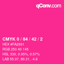 カラーコード: CMYK 0 / 84 / 42 / 2 | qconv.com