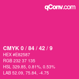カラーコード: CMYK 0 / 84 / 42 / 9 | qconv.com