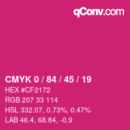 カラーコード: CMYK 0 / 84 / 45 / 19 | qconv.com