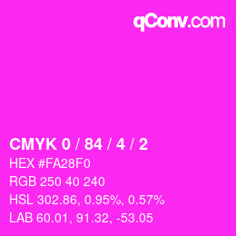 カラーコード: CMYK 0 / 84 / 4 / 2 | qconv.com