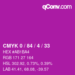Color code: CMYK 0 / 84 / 4 / 33 | qconv.com
